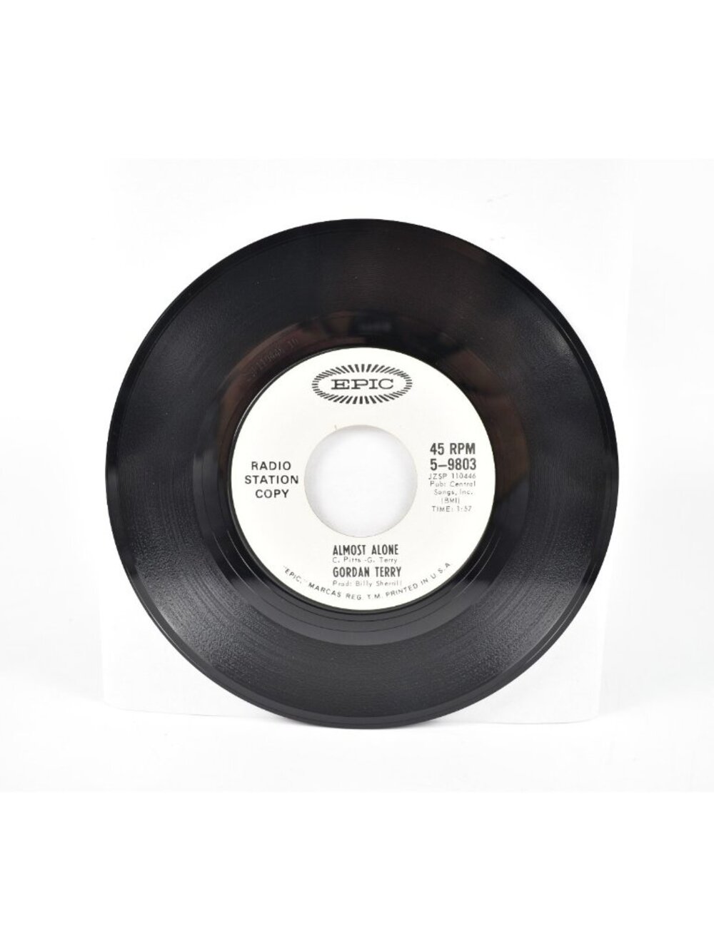 Rare Promo Gordan Terry My Teardrops Get Bigger Each Day / Almost Alone 45 RPM